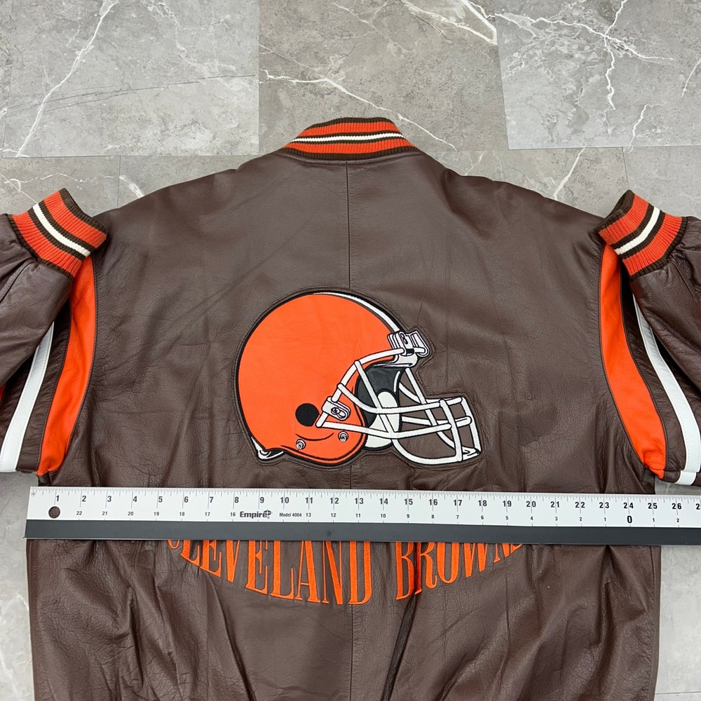 Vintage Cleveland Browns Leather Jacket Mens Large Carl Banks Bomber Coat GIII - Picture 7 of 11